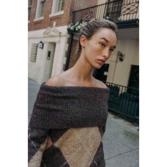 ZARA DIAMOND PATTERN STRAPLESS KNIT JUMPER - Picture 4 of 8